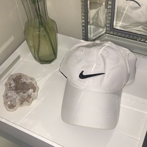 All White Nike hat with black logo